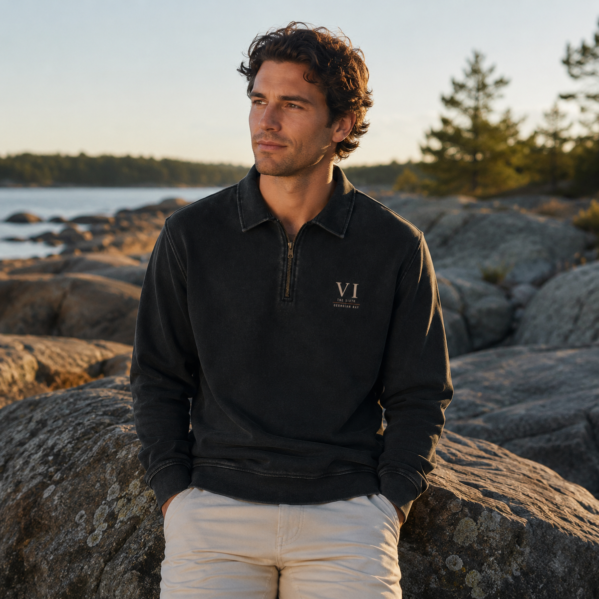 Vintage Wash Quarter-Zip Sweatshirt
